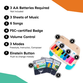 Durable wooden construction of the Baby Einstein Magic Touch Piano