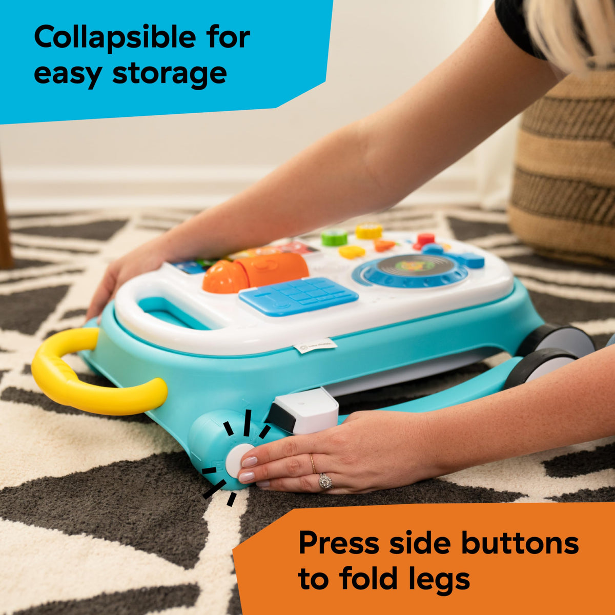 Baby Einstein collapsible storage design for easy post-play cleanup.