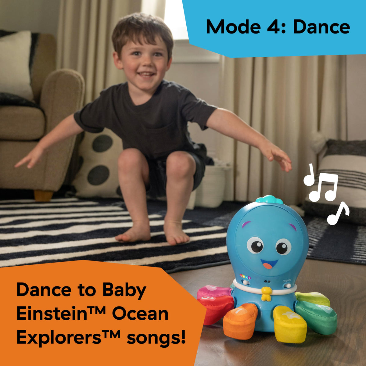 Baby Einstein Ocean Explorers Opus Go 4-in-1 includes volume control for comfortable listening