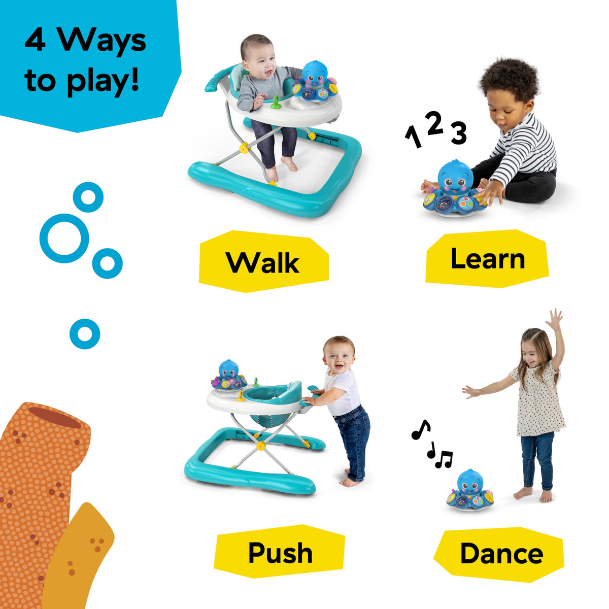 Detachable Opus toy supports floor play and multisensory exploration.