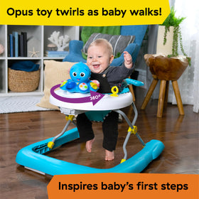 Opus spinning and lighting as baby pushes the walker for interactive movement.