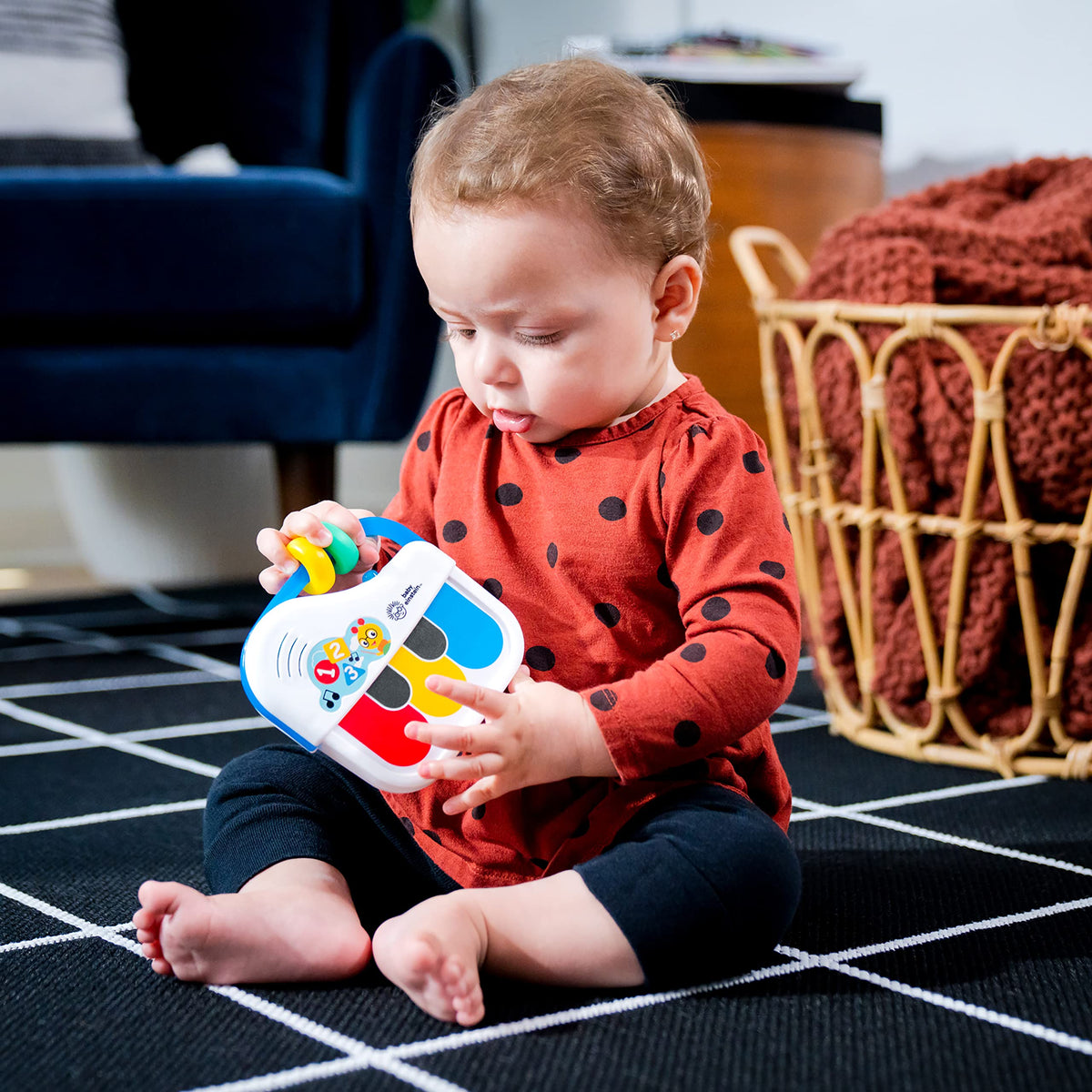Baby Einstein Small Symphony piano in action with compact design for on-the-go play