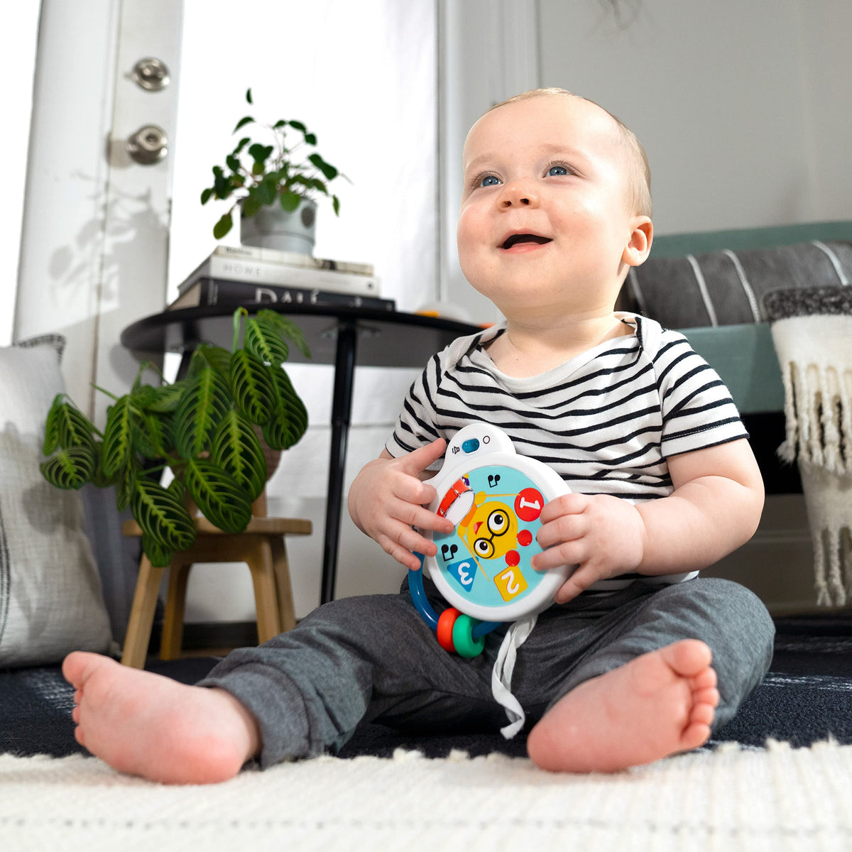 Baby Einstein Small Symphony tambourine close-up shows gentle jingles for tiny ears