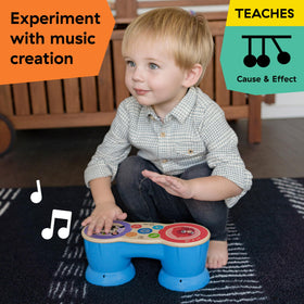 Baby Einstein Upbeat Tunes Magic Touch Drum bongo mode encourages rhythm discovery.