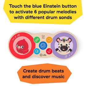Baby Einstein Upbeat Tunes Magic Touch Drum sheep voice adds cozy tones.