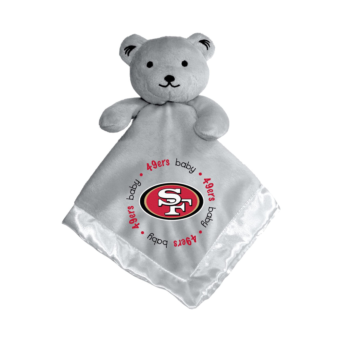 Baby Fanatic gray security bear with 49ers logo for nursery decor.