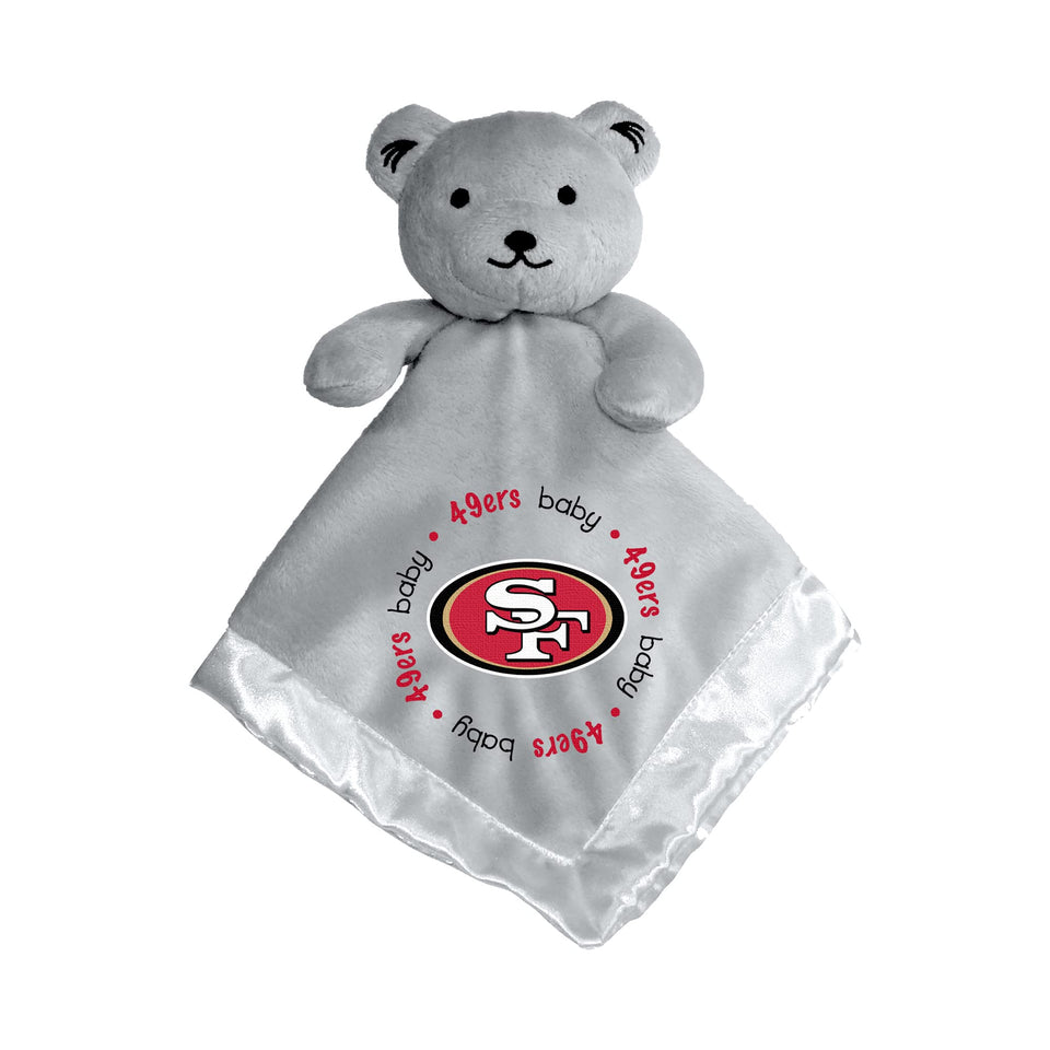 Baby Fanatic gray security bear with 49ers logo for nursery decor.
