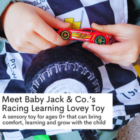 Baby Jack & Co toy link clip keeps the lovey secure on strollers.