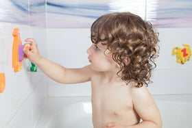 Baby Loovi foam alphabet letters attach easily to wet surfaces for creative word play