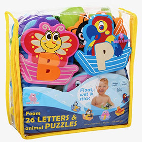 Baby Loovi bath foam letters collection, letters and puzzles for playful alphabet learning.