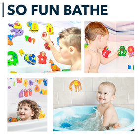 Baby Loovi foam bath letter puzzles feature animal designs for interactive play