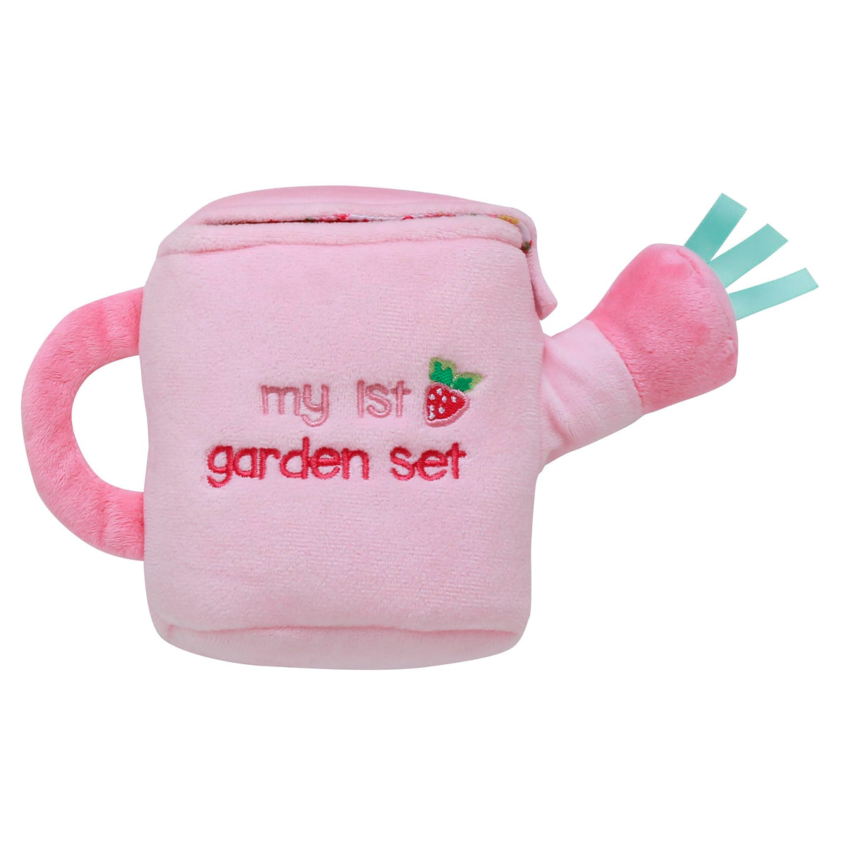 Baby Starters plush flower in pot with crinkle and squeak for tactile fun.