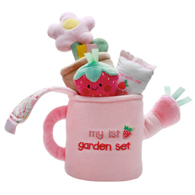 Baby Starters plush strawberry with rattle for grip and sensory discovery.