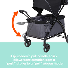 Flip up/down pull handle on Baby Trend Tour LTE Gravity Black for mode change