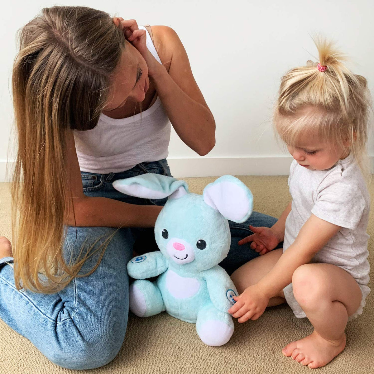 BabyBibi bunny light-up tummy feature enhancing daytime play and visual cues.