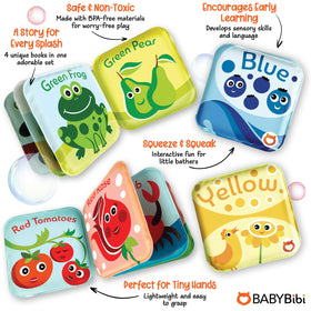 BabyBibi Floating Bath Books yellow cover sparks bath time curiosity.