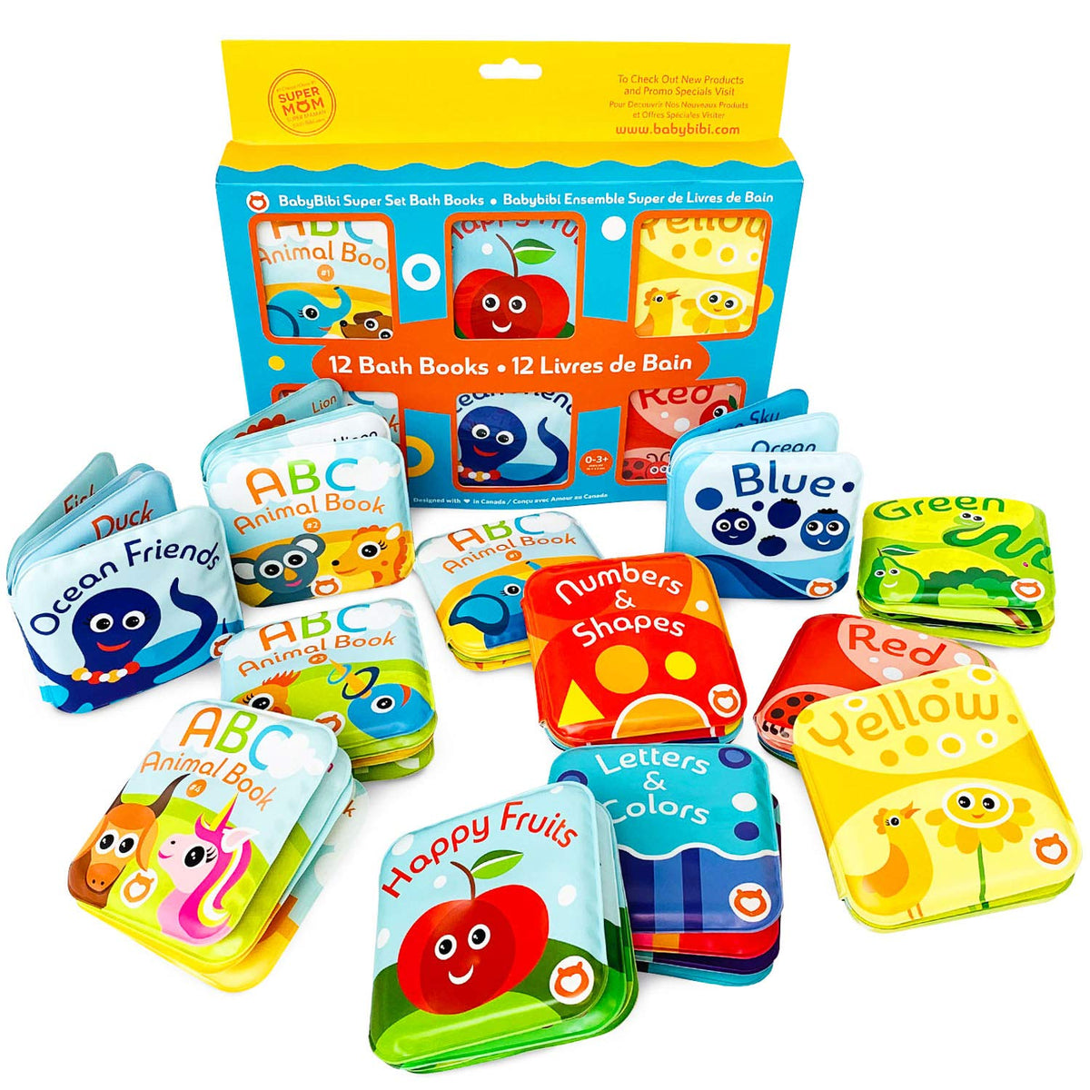 BabyBibi Super Bath Book Set 12 – Fruits: engaging color recognition during bath time.