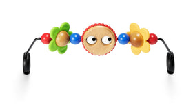 BabyBjörn Googly Eyes toy bar on a Bouncer with rotating shapes for visual tracking.