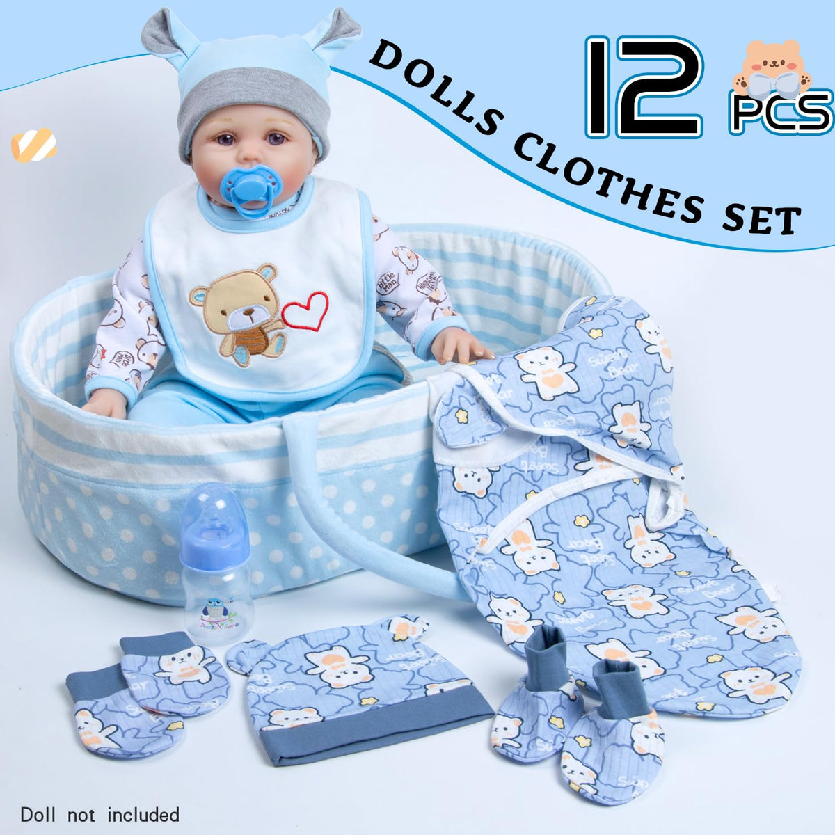 Babyfere blue hats and socks: snug fit for daily pretend play