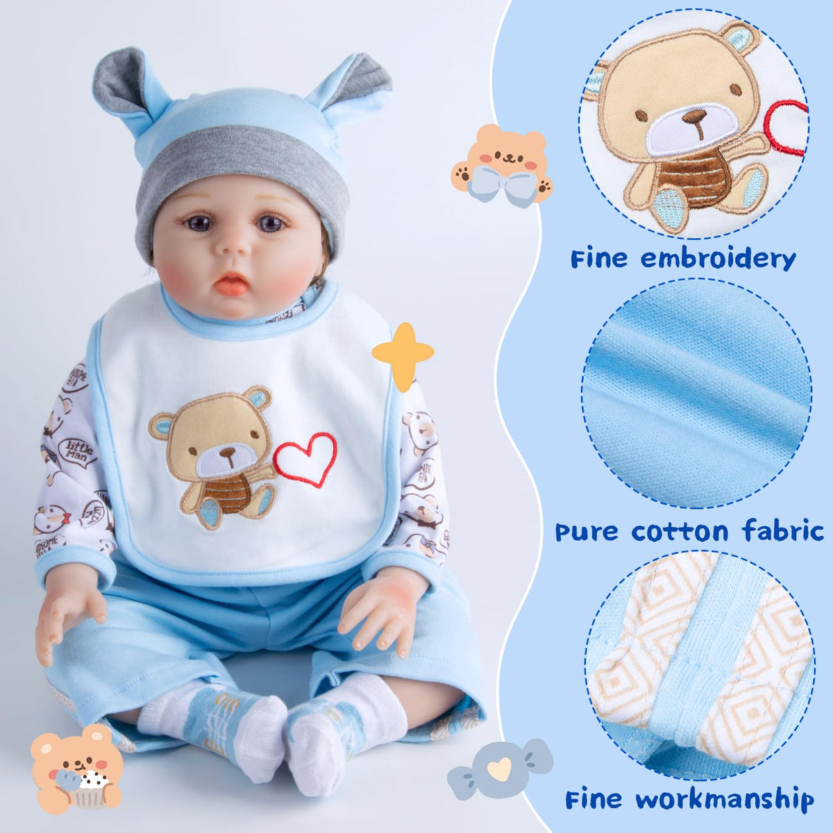 Babyfere blue jumpsuit and trousers: versatile outfits for dolls