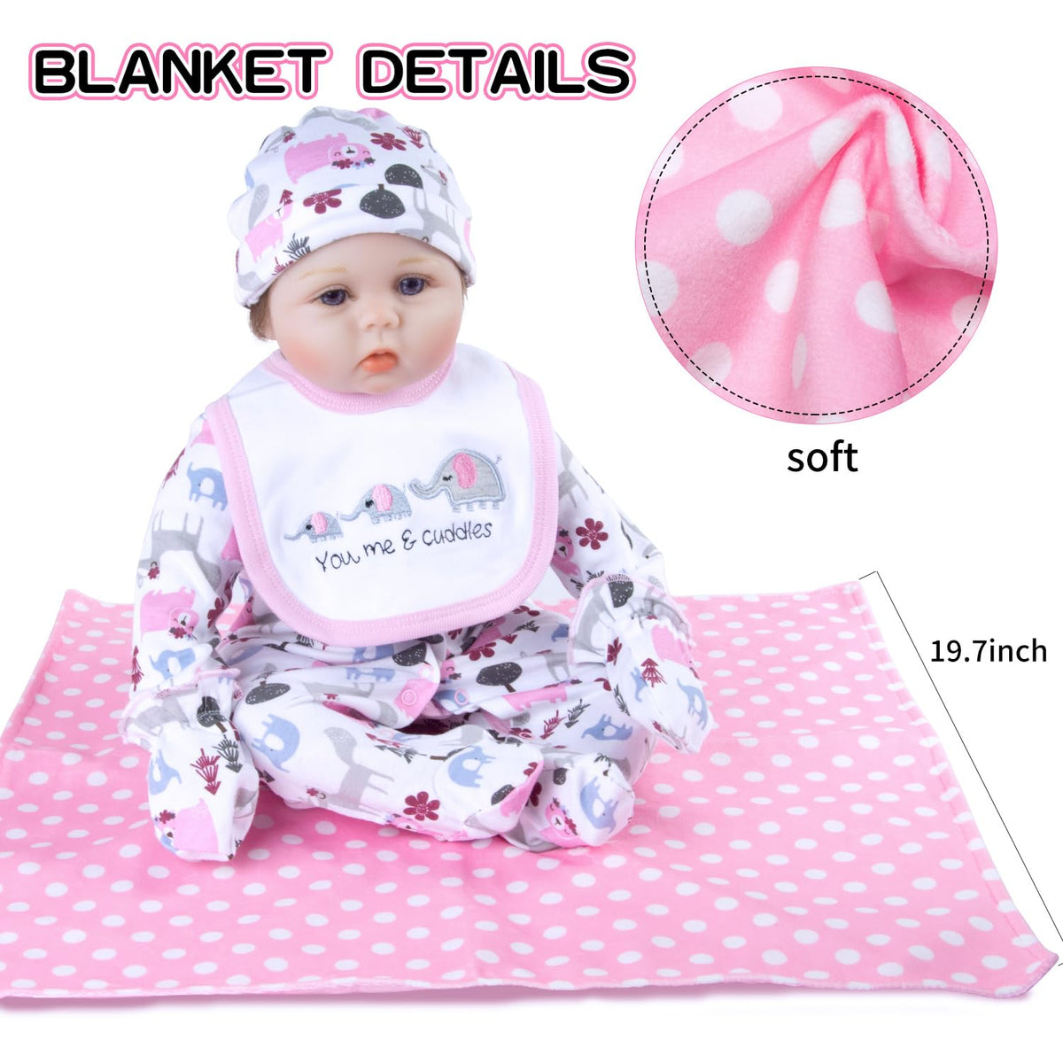 Babyfere doll bib keeps outfits clean during feeding and posing.