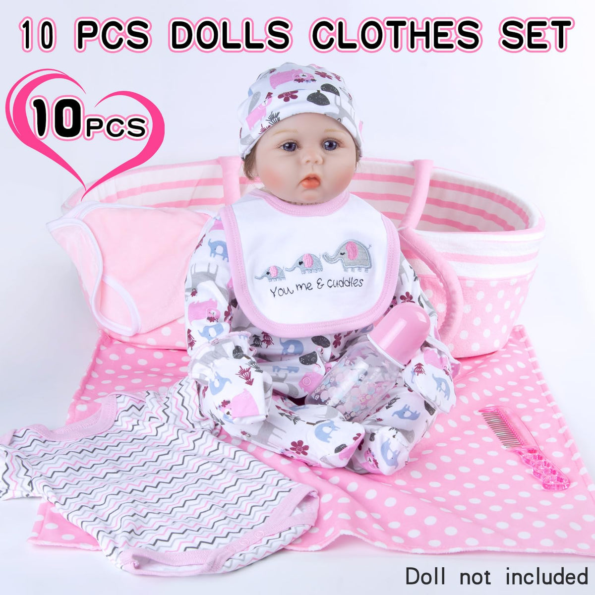 Babyfere pink doll bodysuit provides easy dressing and a soft feel for playtime.