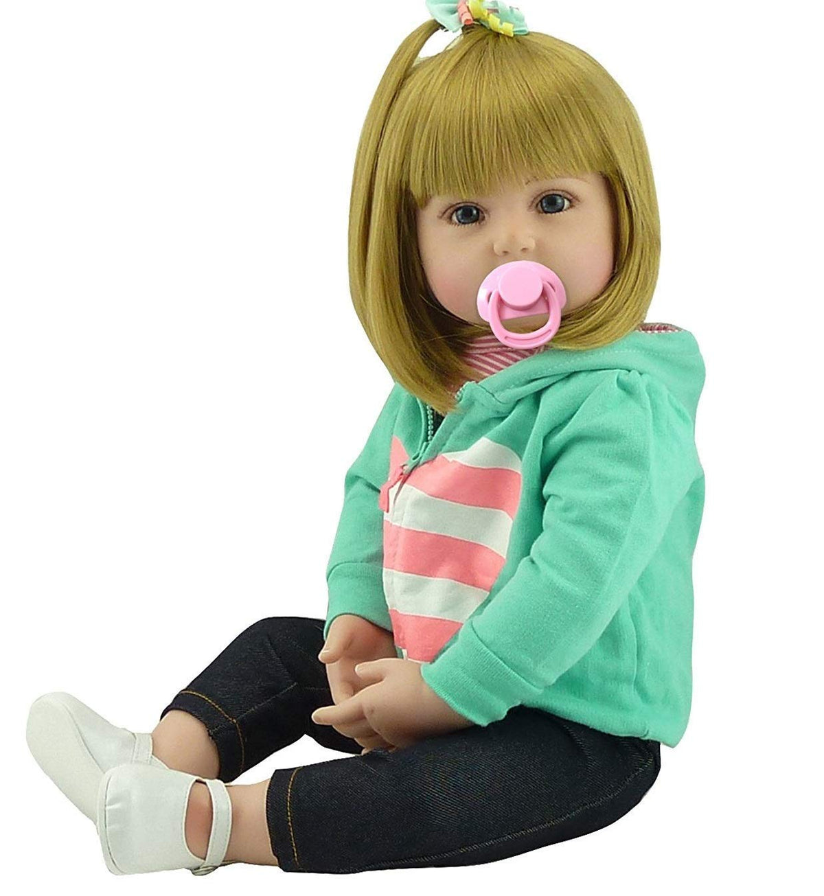 Babyfere toddler doll blonde hair wig close-up for imaginative styling