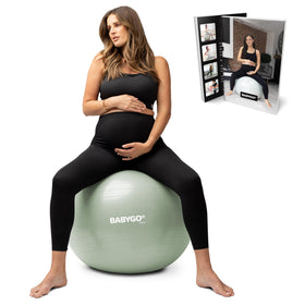 BabyGO birthing ball 65cm sage for safe prenatal exercise and comfortable seating.