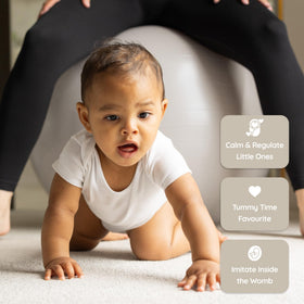 BABYGO ball with recovery plan shown for tummy time and pelvic support