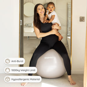BABYGO 65cm ball with size guide for comfortable balance workouts