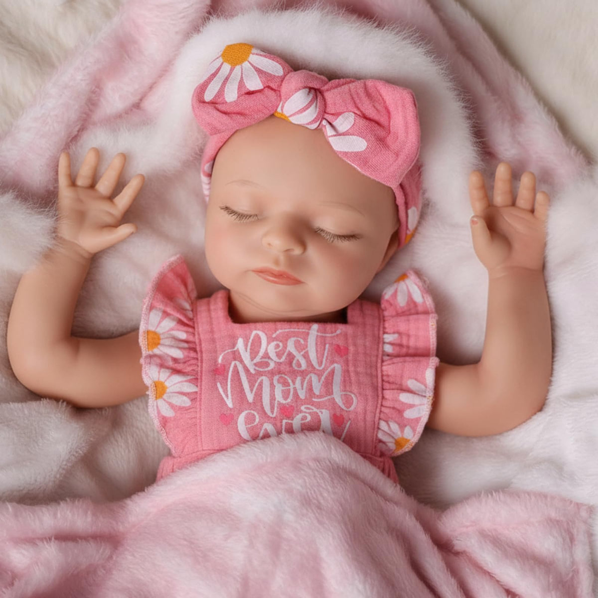 BABESIDE 16-inch silicone baby doll face close-up highlighting warm expression and details.