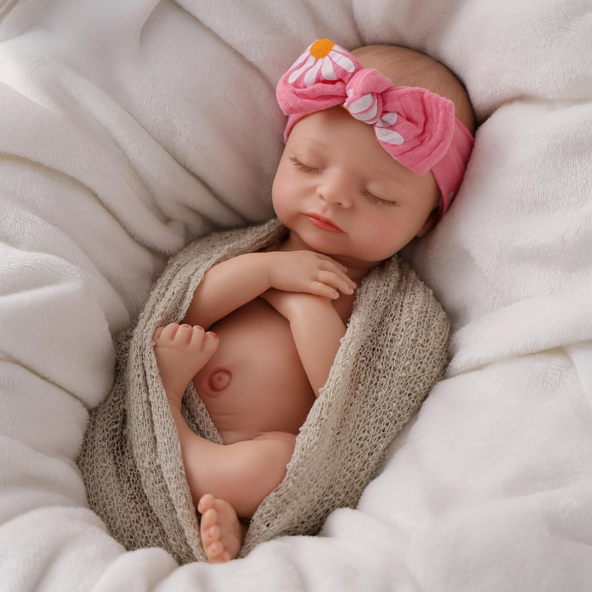 BABESIDE 16-inch silicone baby doll feet and toes for authentic newborn look.