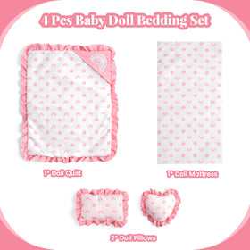 BABESIDE doll crib fit for 17-22 inch dolls, tidy bedtime setup.