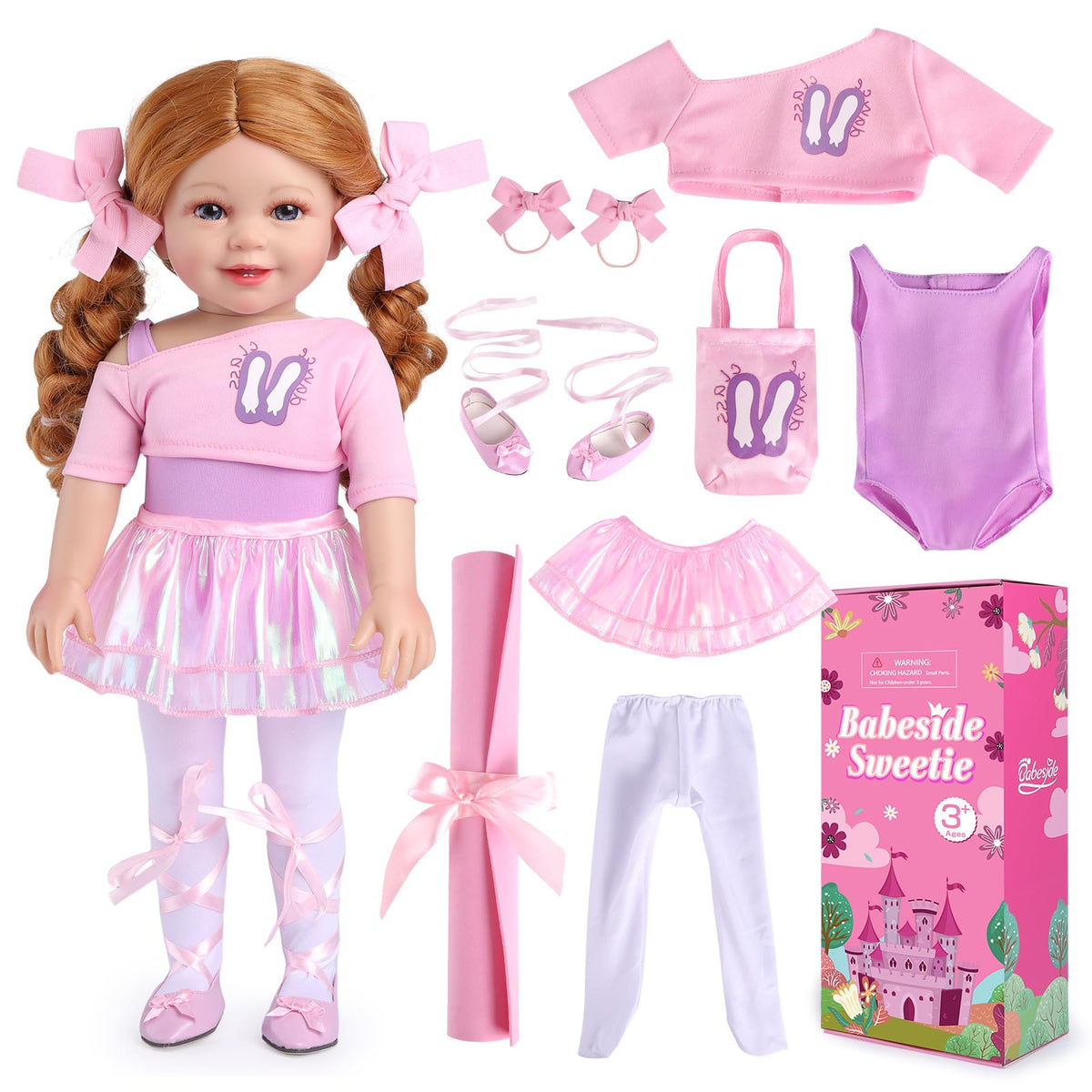 BABESIDE American 18-inch doll ballet-shoes pink footwear for graceful dressing