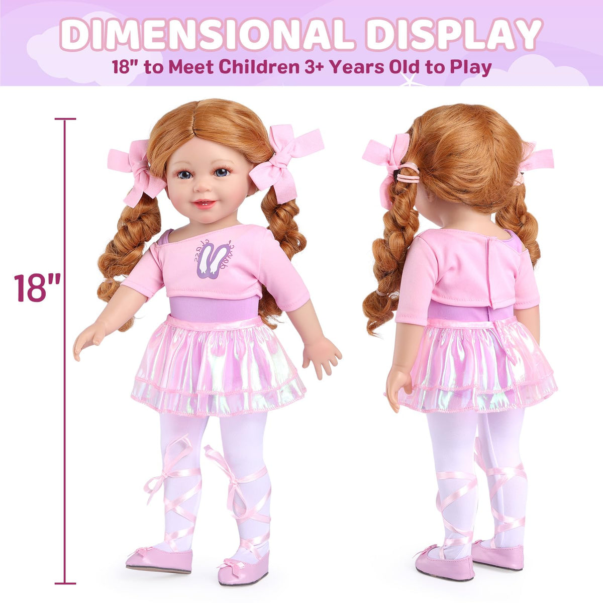 BABESIDE American 18-inch doll bow-hair-ties for quick styling