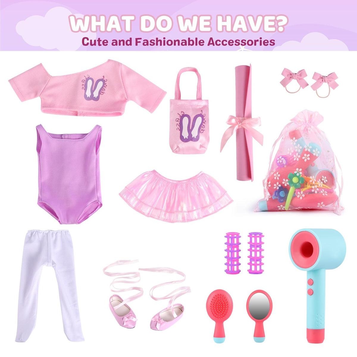 BABESIDE American 18-inch doll organza-gift-packaging for gifting display