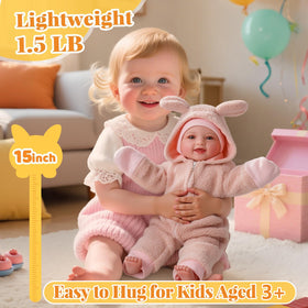 Babyside doll face with rosy cheeks and sparkling eyes for imaginative play