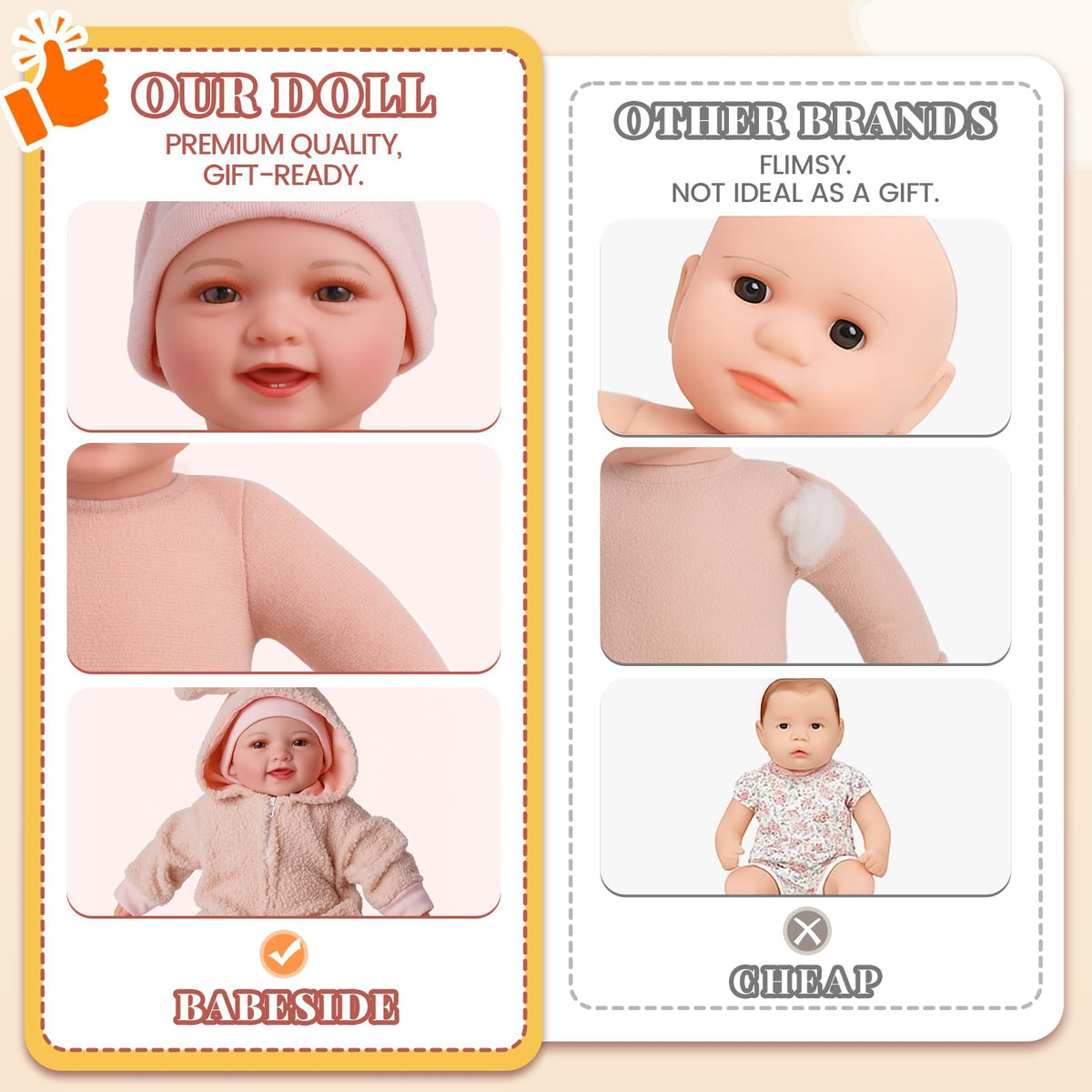 Babyside pacifier accessory supports soothing pretend care