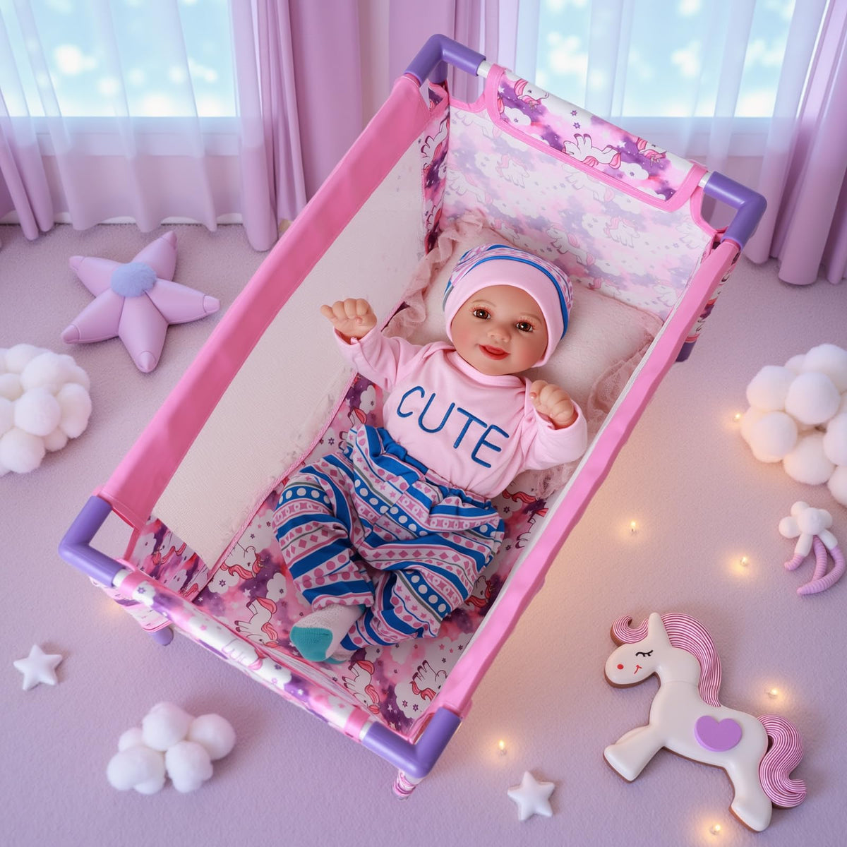 Babyside doll crib installs in minutes without tools