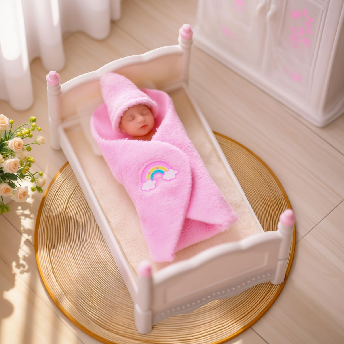 Silicone texture close-up reveals flexible material and safe design in BABESIDE mini doll