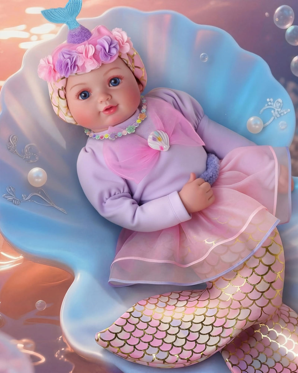 BABESIDE Mermaid Baby Doll full-body view invites imaginative play and cuddles.