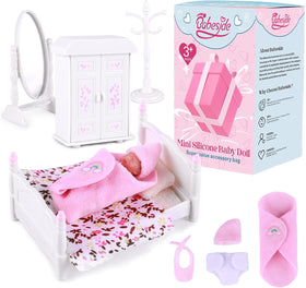 BABESIDE 3-inch silicone baby doll pink close-up showing lifelike skin texture for play