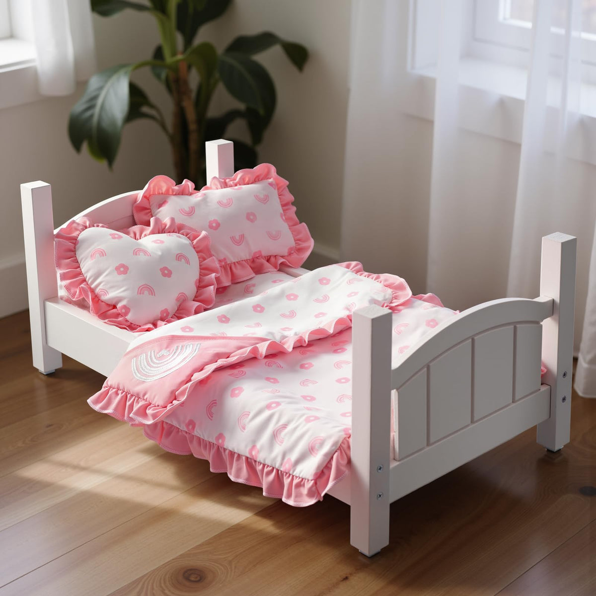 BABESIDE pink flower pattern adds charm to any doll nursery.