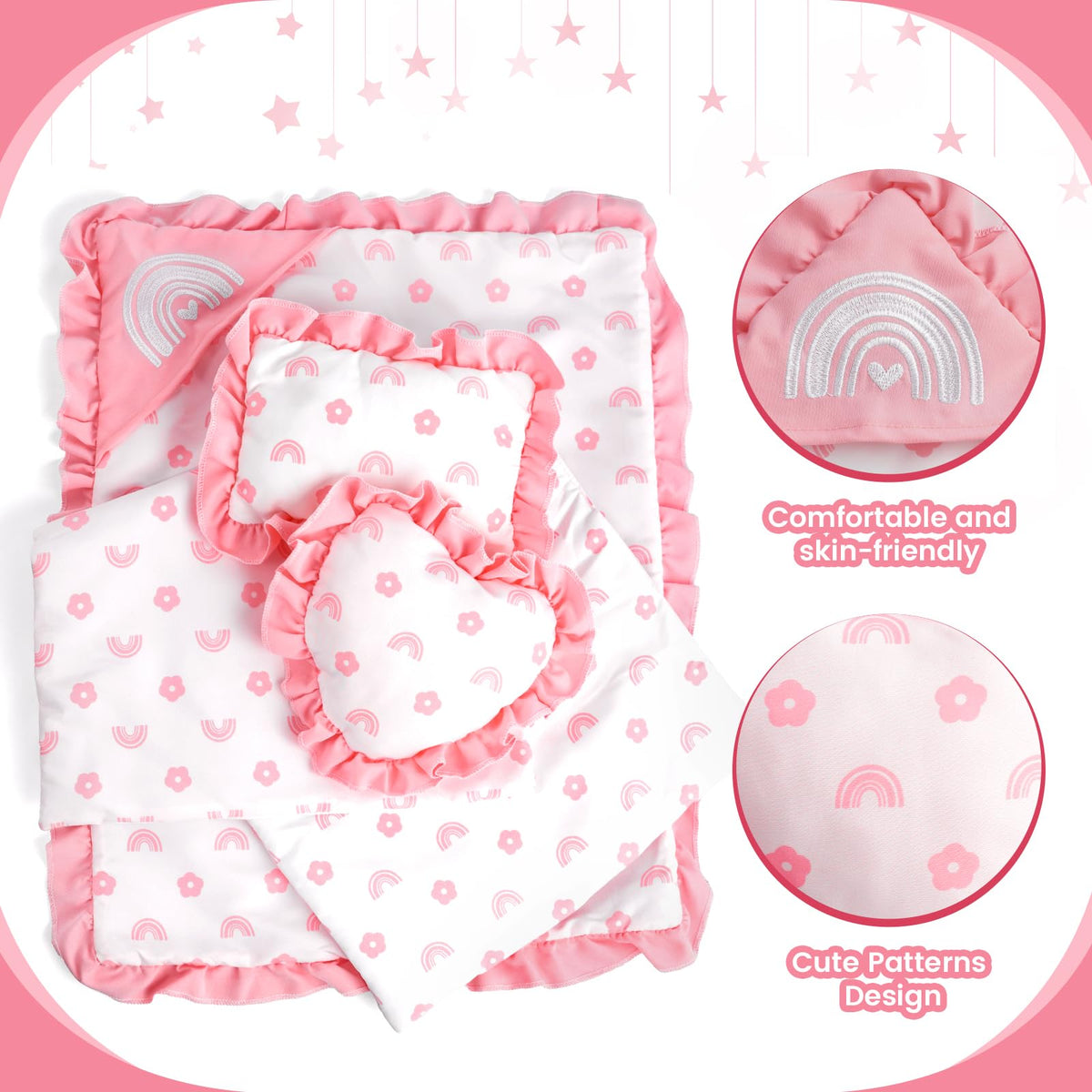 BABESIDE pillow set enhances doll bed comfort and cute decor.