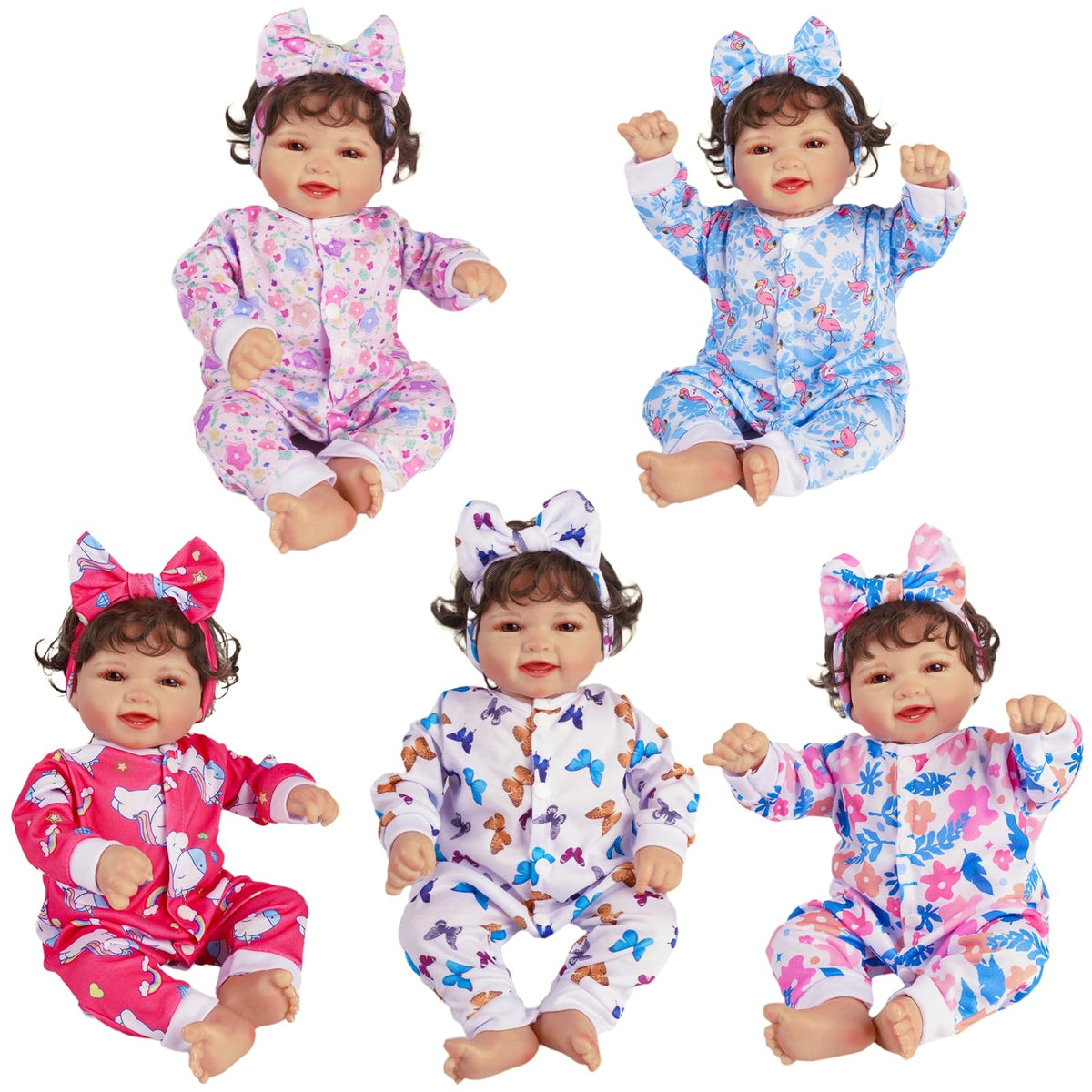 BABESIDE reborn romper in flowers design for 17-22 inch dolls, quick dressing for playtime.