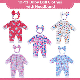 BABESIDE reborn romper with plants pattern, versatile for 17-22 inch dolls and imaginative play.