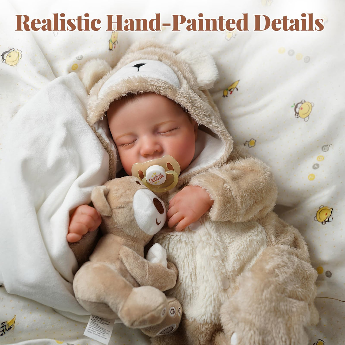 BABESIDE sleeping baby boy doll resting peacefully, ideal for bedtime role-play.