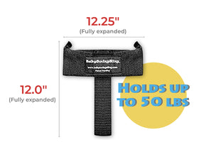 BabySwingSling holds up to 50 pounds supports growing toddlers on the swing.