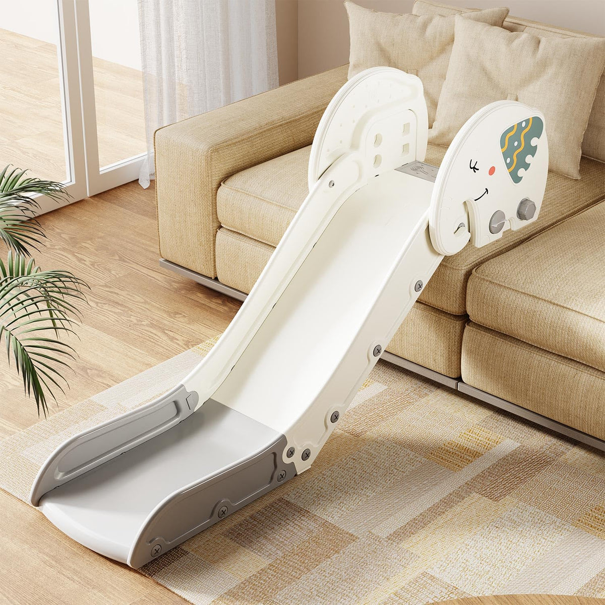 Babytronic couch slide non-slip-base keeps kids secure on sofas.