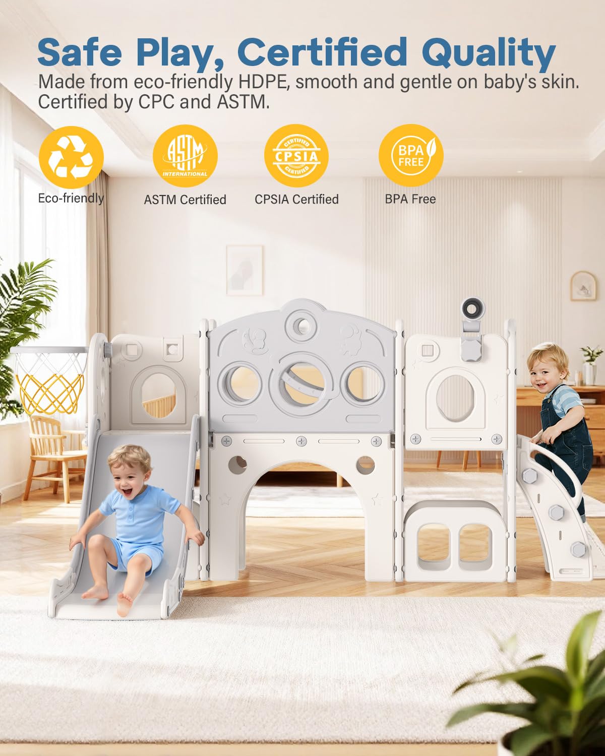 Babytronic slide basketball hoop supports active play and coordination